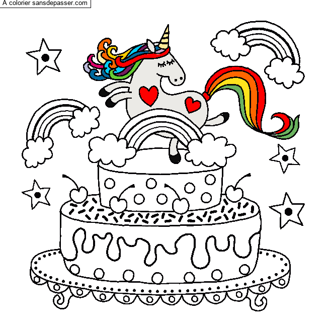 Coloriage Gâteau D'Anniversaire Licorne - Sans Dépasser avec Coloriage Mandala Joyeux Anniversaire