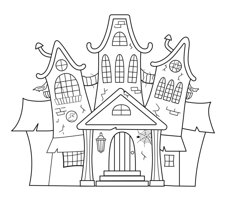 Coloriage Halloween : Maison Hantée destiné Dessin À Colorier Facile