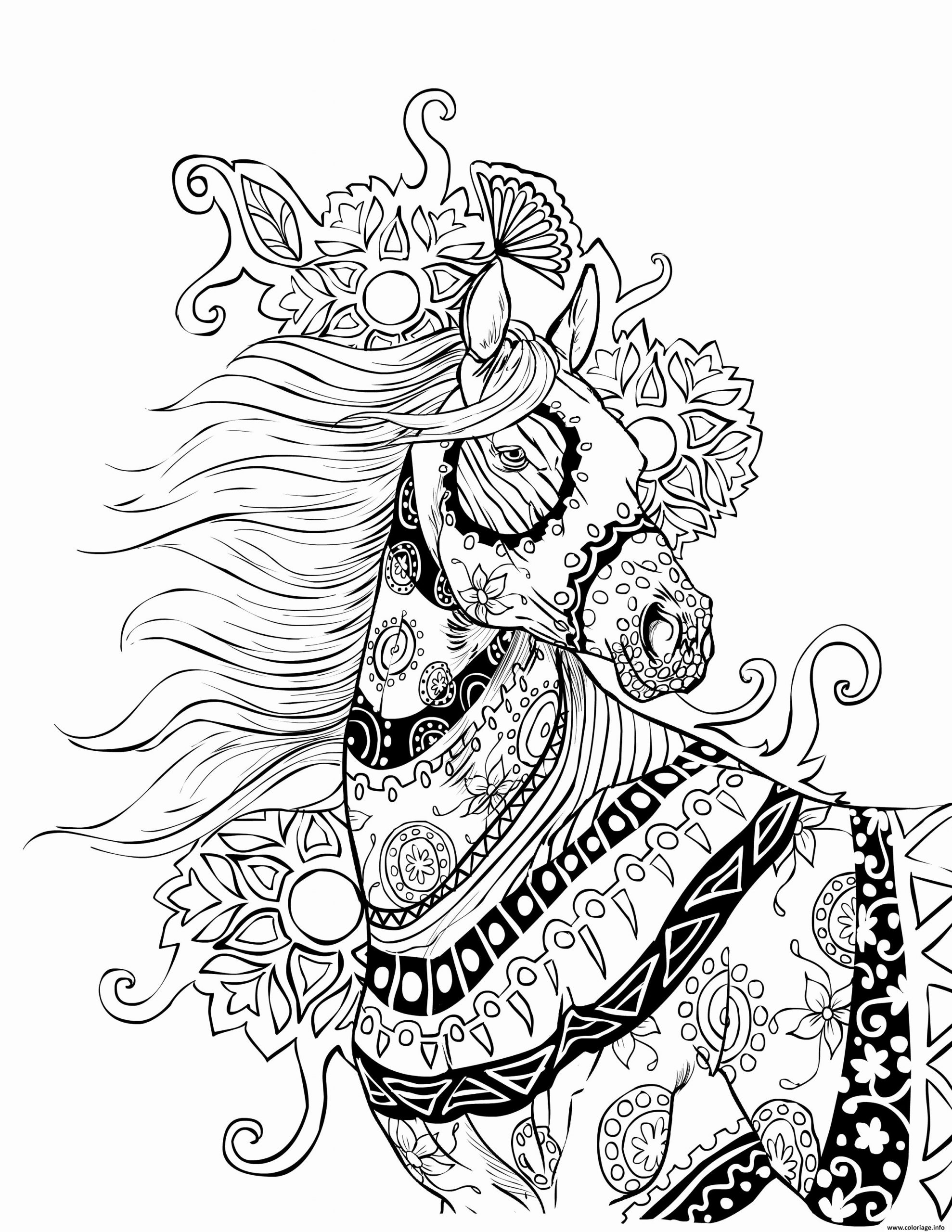 Coloriage Incroyable Cheval Mandala Adulte Dessin Adulte Cheval À Imprimer serapportantà Coloriage Animaux 3D