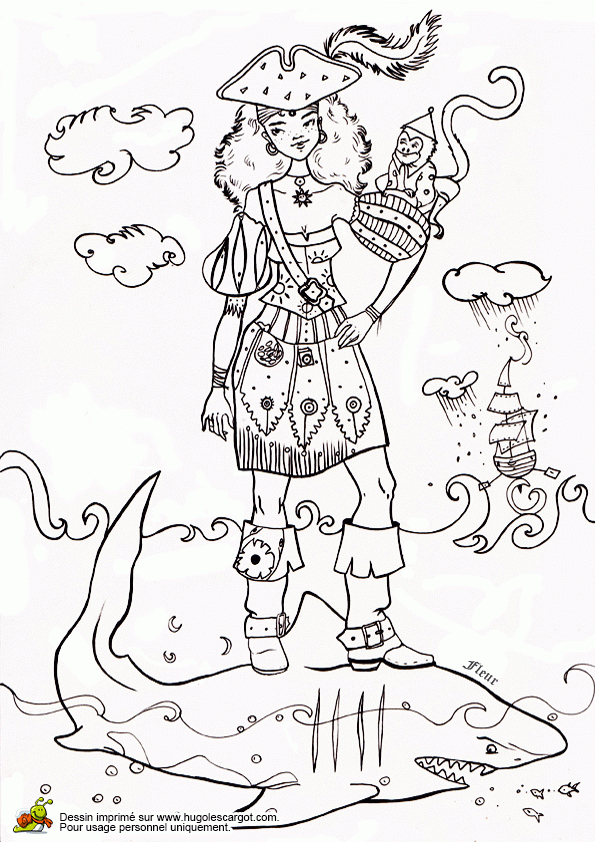 Coloriage La Maman Pirate Sur Hugolescargot pour Hugo L'Escargot Bateau