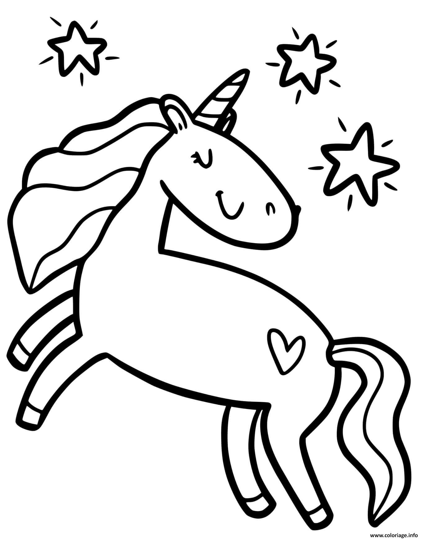 Coloriage Licorne Avec Des Etoiles Pour Enfants Prescolaire Dessin pour Coloriage Maternelle Pdf 5 Ans