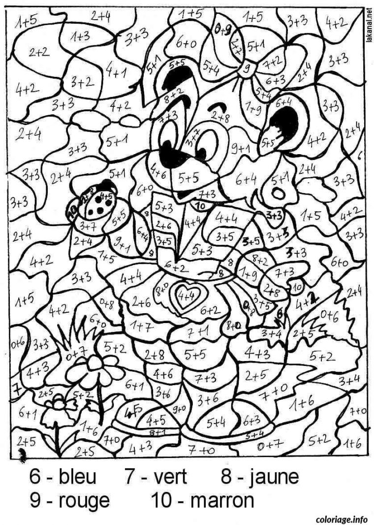 Coloriage Magique Addition Nounours Coccinnelle Dessin Magique À Imprimer tout Pdf Coloriage Magique