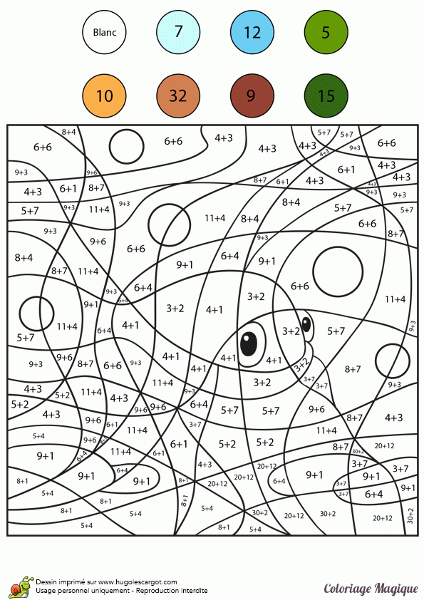 Coloriage Magique Addition Poisson, Page 4 Sur 8 Sur Hugolescargot serapportantà Coloriage Magique Table De 4 Ce1