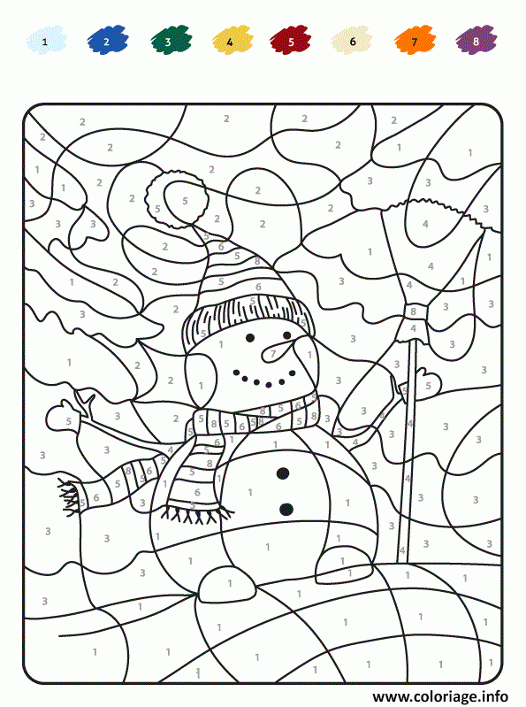 Coloriage Magique Bonhomme De Neige Hiver Dessin Magique À Imprimer à Coloriage Magique Pdf