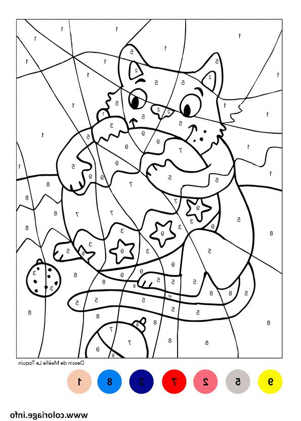 Coloriage Magique Chat Boule De Noel Dessin | Coloriage Magique à Dessin A Imprimer Coloriage Magique