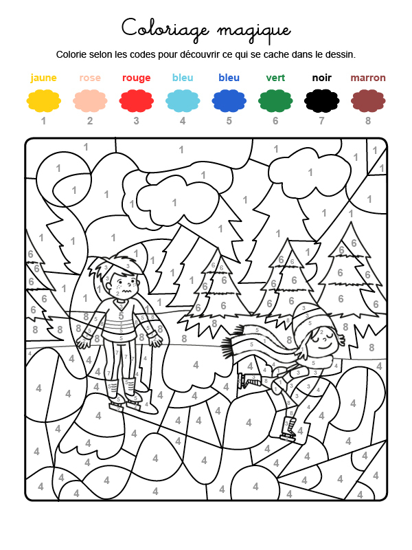 Coloriage Magique D'Enfants En Hiver tout Ours Coloriage Magique