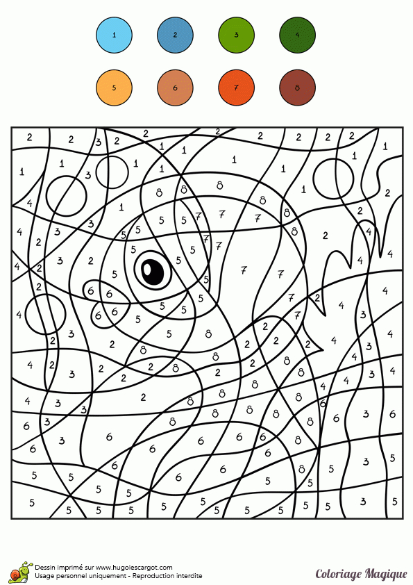 Coloriage Magique Niveau Cm1 D'Un Poisson Rouge avec Cm1 Coloriage Magique