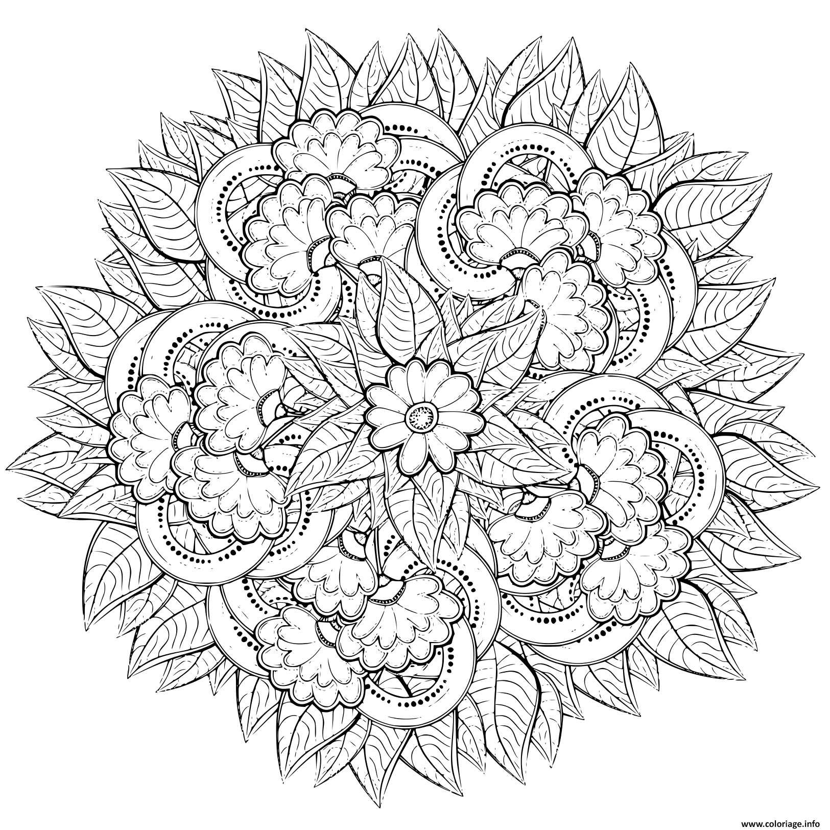 Coloriage Mandala Fleurs Pour Adulte Nature Dessin Fleurs À Imprimer tout Dessin A Colorier Adulte