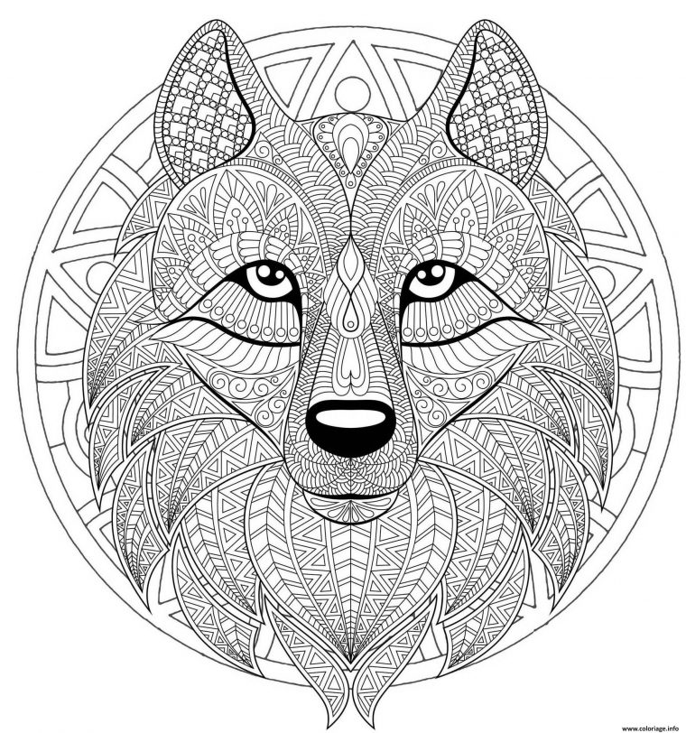 Coloriage Mandala Loup Difficile Complexe Beau Loup Dessin Mandala tout Coloriage Animaux Facile À Imprimer