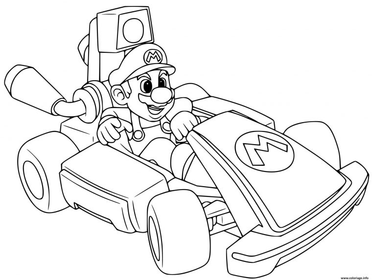 Coloriage Mario Kart Deluxe Voiture De Course Dessin Mario À Imprimer encequiconcerne Mario Coloriage En Ligne