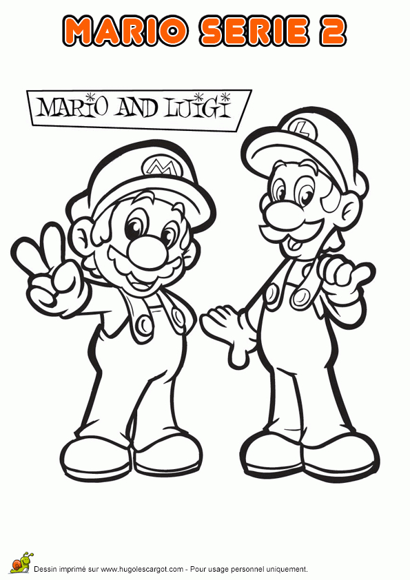 Coloriage Mario Nintendo Mario Et Lugui dedans Hugo L&#039;Escargot 7 Ans