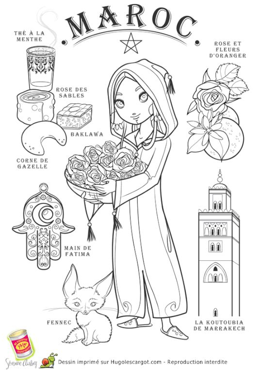 Coloriage Maroc | Coloriage, Pays Du Monde, Coloriage Chat encequiconcerne Hugo L'Escargot Drapeaux Du Monde
