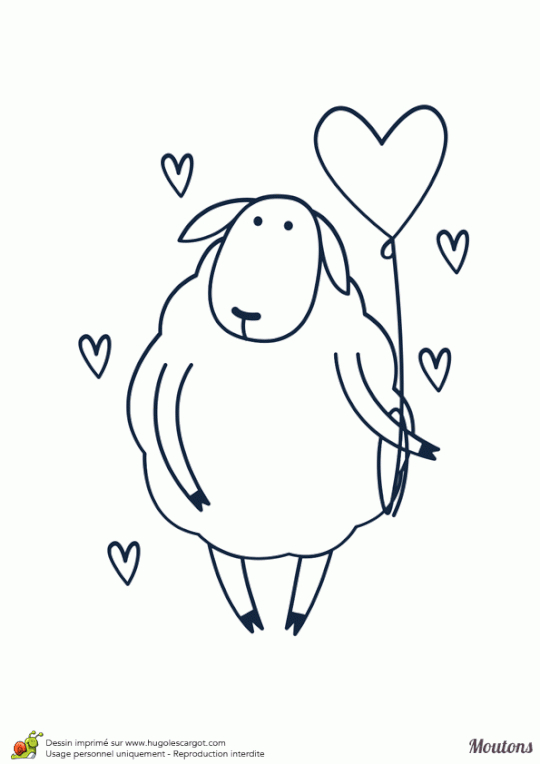 Coloriage Mouton De Saint Valentin | Valentines Day Drawing, Embroidery pour Hugo L'Escargot 5 Ans