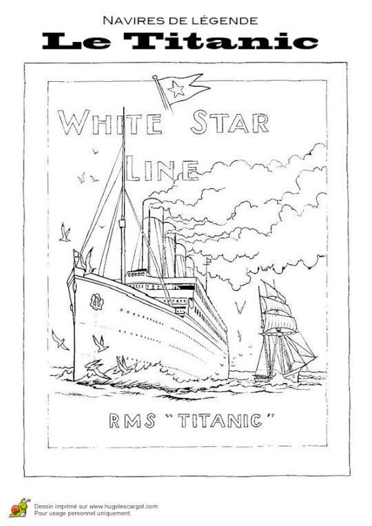 Coloriage Navires De Legende Le Titanic 01 | Coloring Pages, Cute serapportantà Hugo L&#039;Escargot Bateau