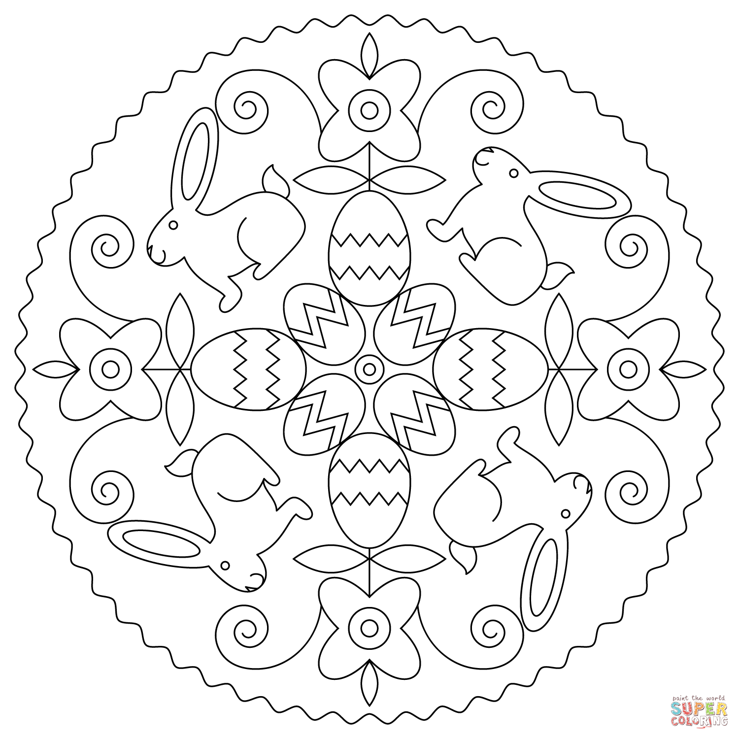 Coloriage Paques - Coloriage Paques Lapin Mandala concernant Coloriage Mandala Lapin