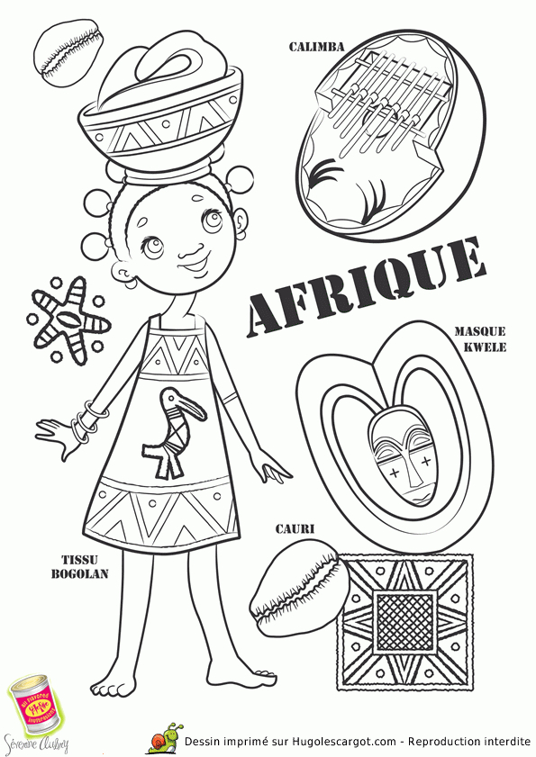 Coloriage Pays Afrique pour Hugo L&#039;Escargot 7 Ans