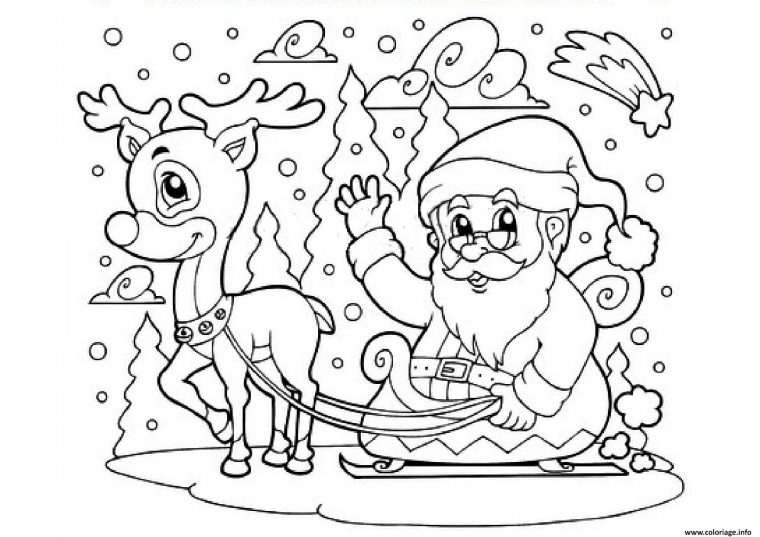 Coloriage Pere Noel Et Son Renne Furie Prancer Le Plus Puissant Dessin serapportantà Noel Coloriage En Ligne