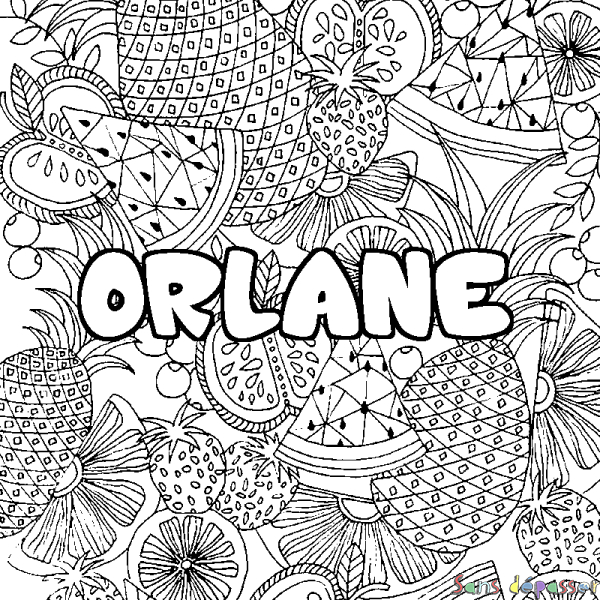 Coloriage Prénom Orlane – Décor Mandala Fruits – Sans Dépasser tout Coloriage En Ligne Ô Majuscule
