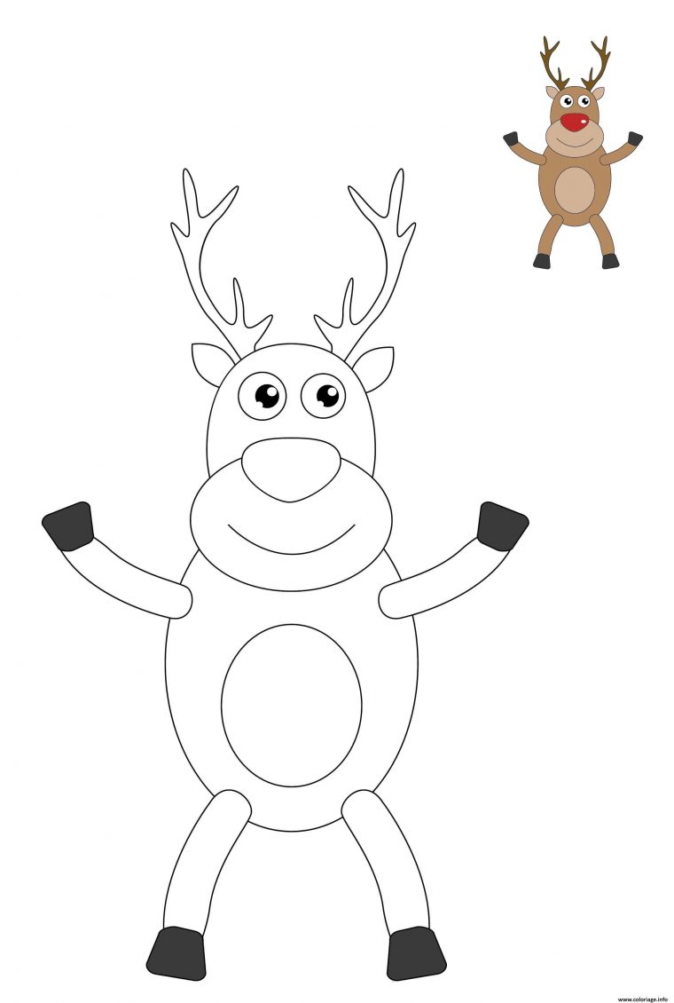 Coloriage Renne De Noel Pour Enfants Dessin Renne De Noel À Imprimer intérieur Dessin Pour Enfant A Imprimer