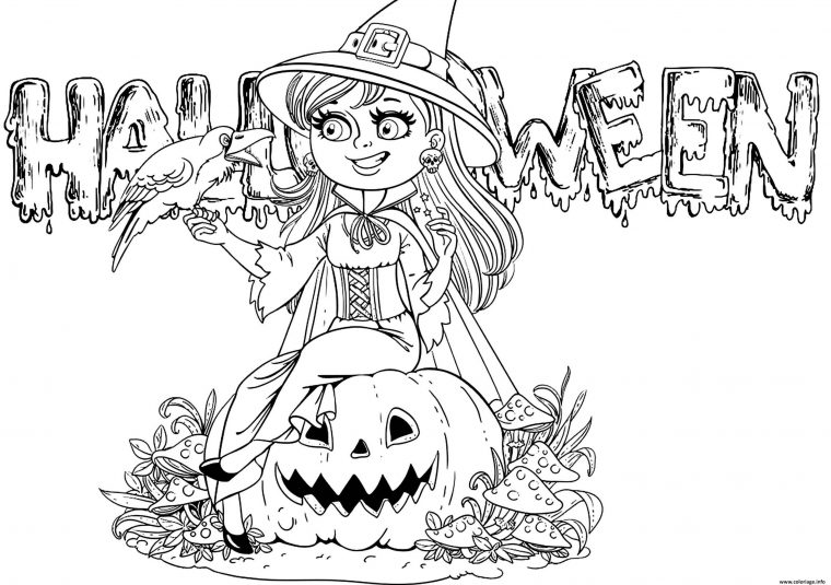 Coloriage Sorciere Texte Halloween Dessin Halloween Sorciere À Imprimer pour Coloriage Halloween A Imprimer Grautit