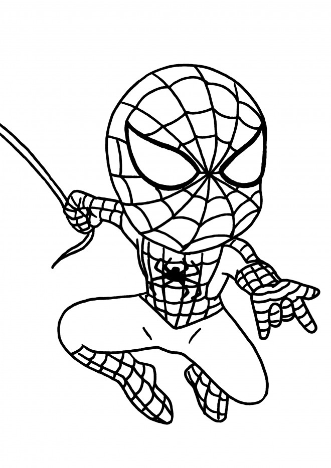 Coloriage Spiderman Héro Dessin Gratuit À Imprimer avec Dessin A Colorier Facile Spiderman