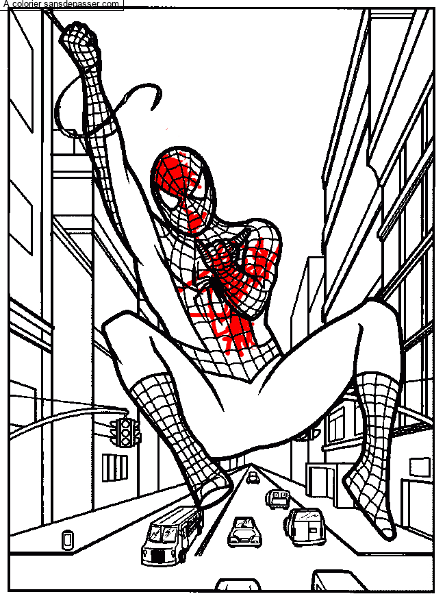 Coloriage Spiderman – Sans Dépasser dedans Dessin A Colorier Facile Spiderman