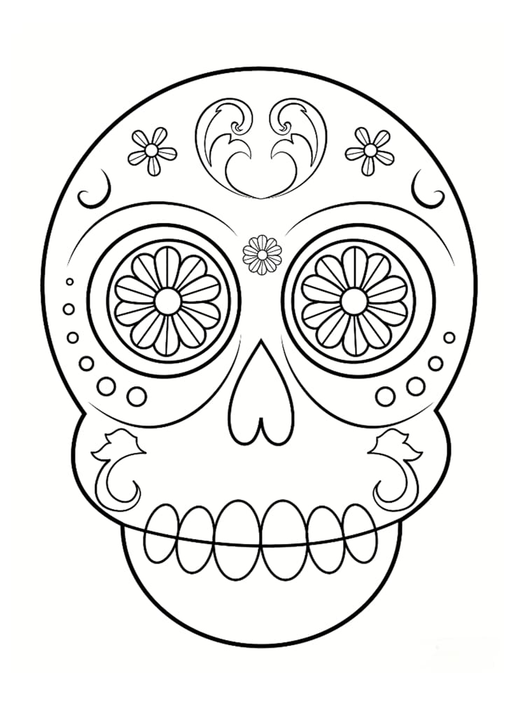 Coloriage Tête De Mort Mexicaine : 20 Dessins À Imprimer à Dessin Tete De Mort Facile