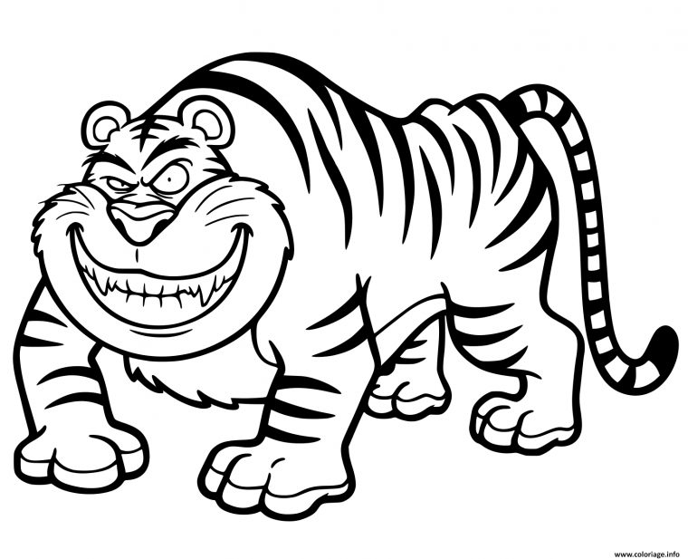 Coloriage Tigre Cartoon Amusant Dessin Tigre À Imprimer serapportantà Dessin A Colorier Facile Tigre
