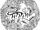 Coloriage Tigre Mandala Par Lesya Adamchuk - Jecolorie destiné Livre Coloriage Mandala Animaux