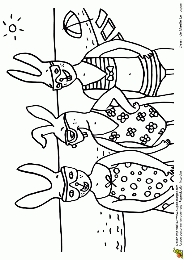 Coloriage Vacances Animaux Famille Lapin Sur Hugolescargot à Coloriage Animaux 7 Mer