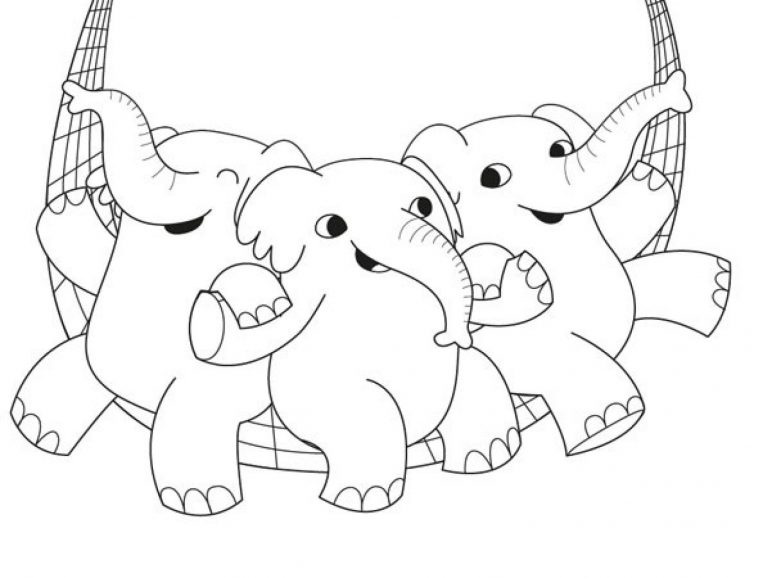 Coloriages Animaux Sauvages : Les Bébés Éléphants concernant Coloriage Animaux 3 Ans