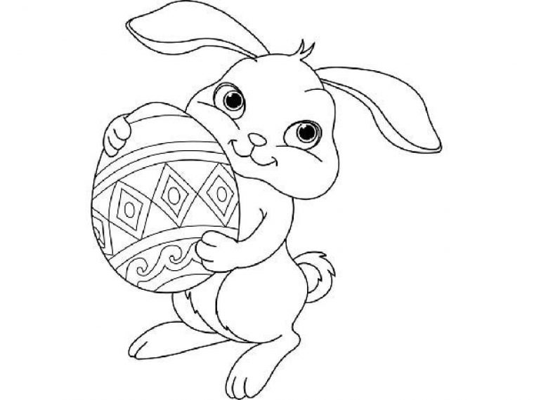 Coloriages De Pâques : Le Bébé Lapin Et Son Œuf tout Oeuf Coloriage En Ligne