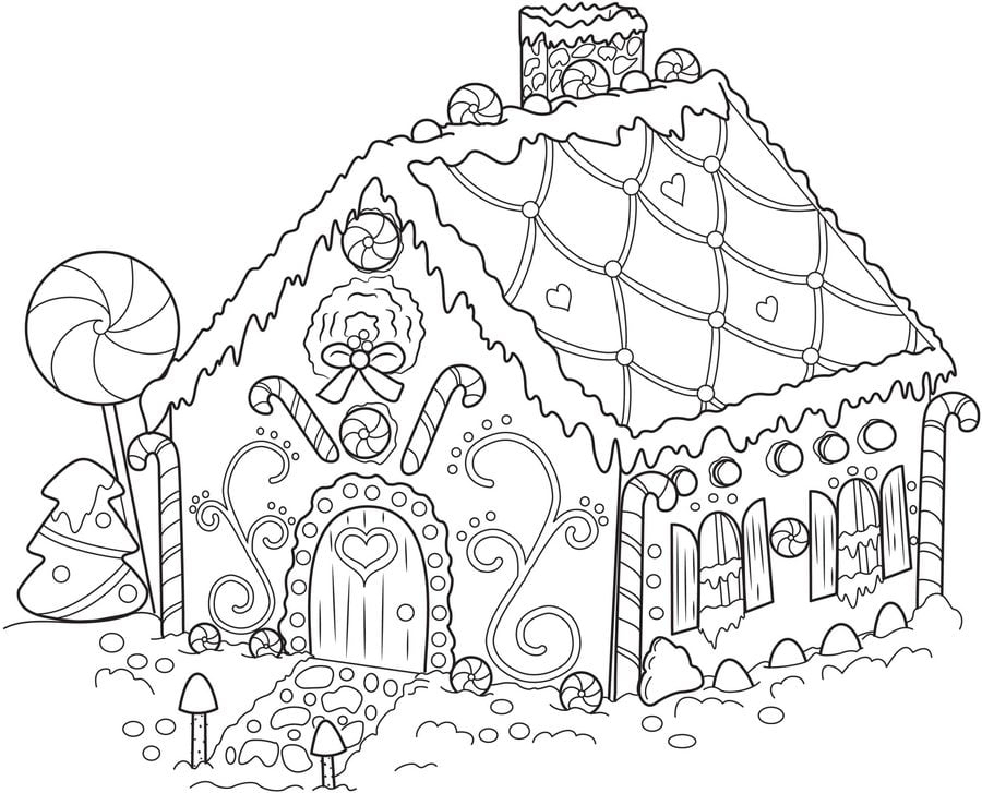 Coloriages: Maison En Pain D'Épices Imprimable, Gratuit, Pour Les serapportantà Coloriage Maison Avec Animlaux