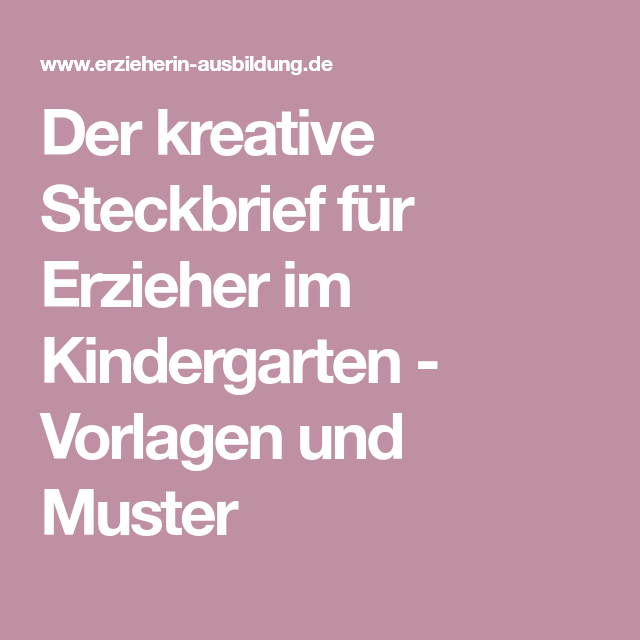 Der Kreative Steckbrief Für Erzieher Im Kindergarten – Vorlagen Und avec Erzieher Steckbrief
