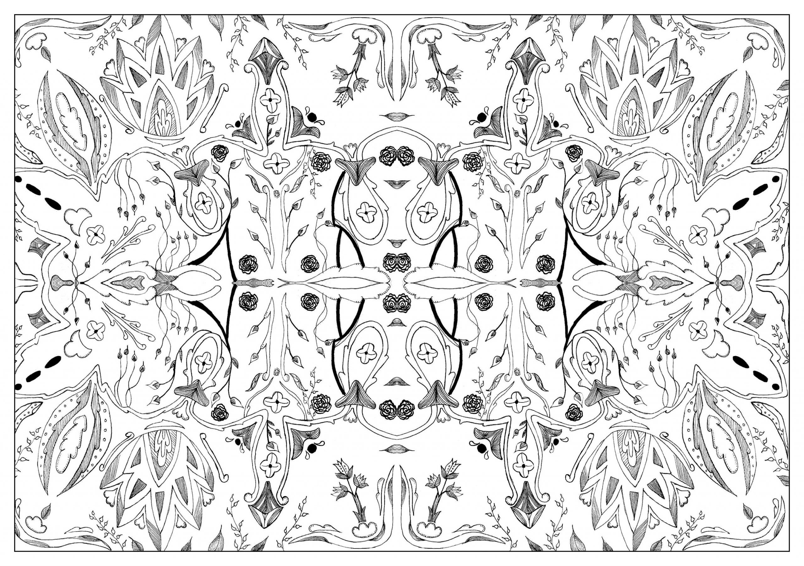 Dessin Fond - Fleurs Et Végétation - Coloriages Difficiles Pour Adultes tout Dessin Tra¨s Dur