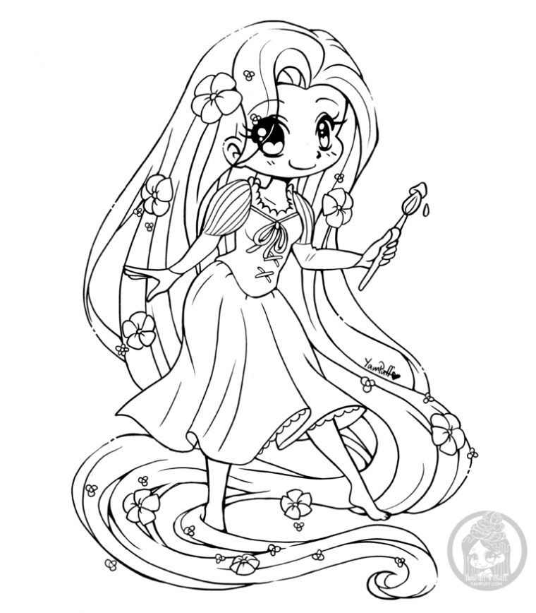 Disney Rapunzel Chibi Lineart By Yampuff Coloriage Princesse À Imprimer serapportantà Mini Manga A Imprimer
