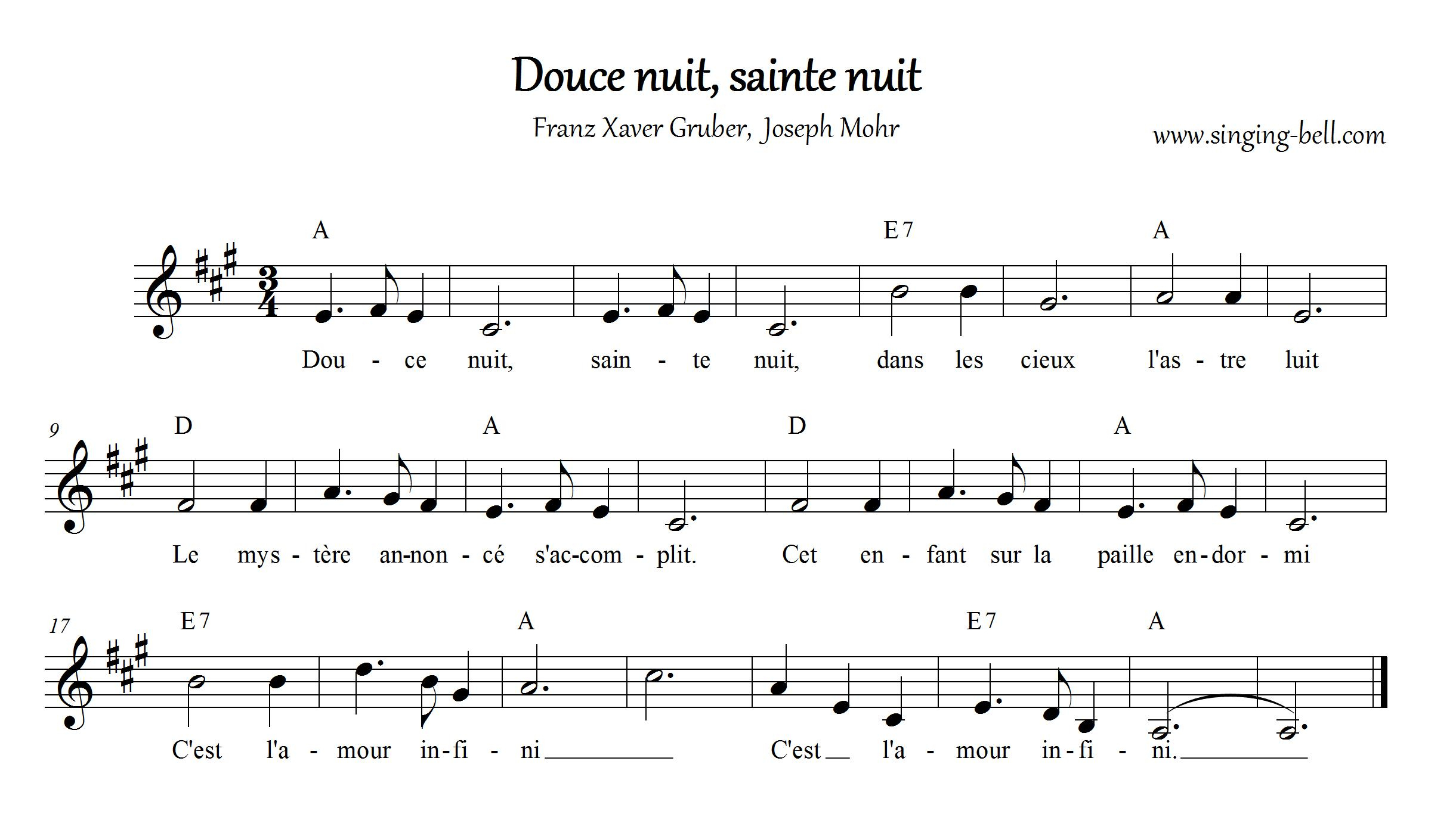 Douce Nuit, Sainte Nuit | Chants De Noël En Français à Partition Gratuite De Guitare  Une Chanson Douce