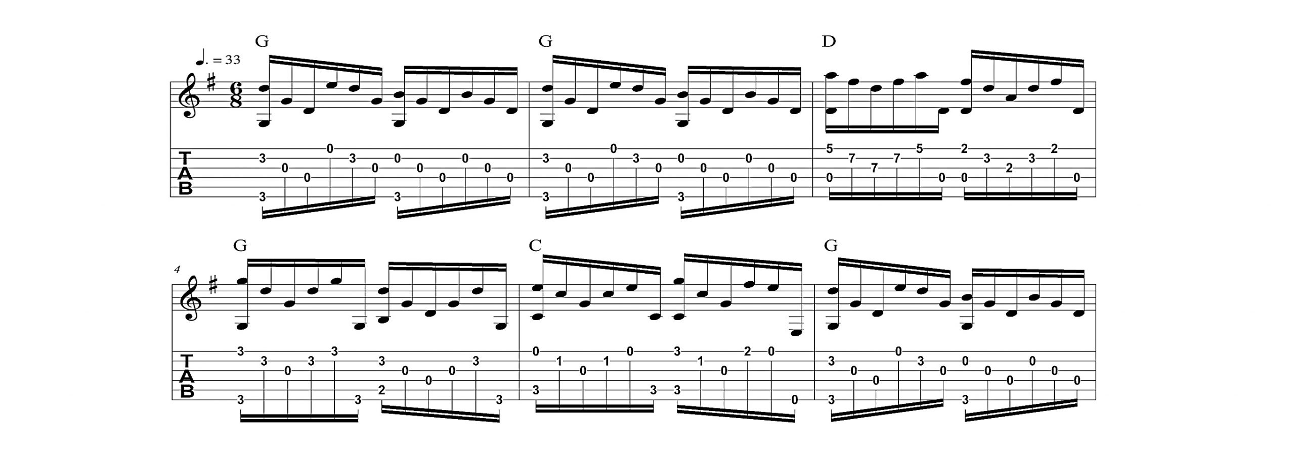 Douce_Nuit_Tablature_1 - Guitar Part pour Partition Gratuite De Guitare  Une Chanson Douce