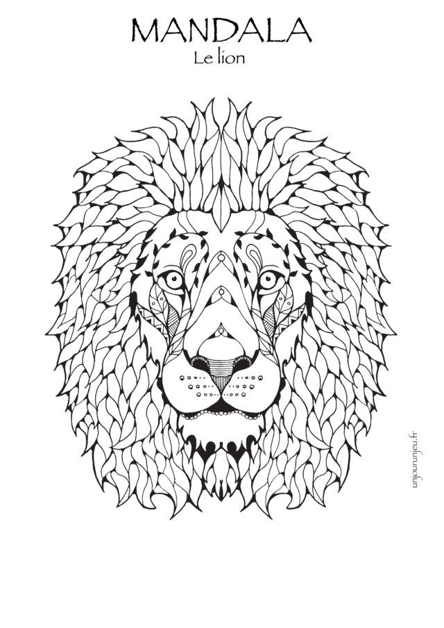 Épinglé Sur Coloriages destiné Coloriage Mandala Lion À Imprimer