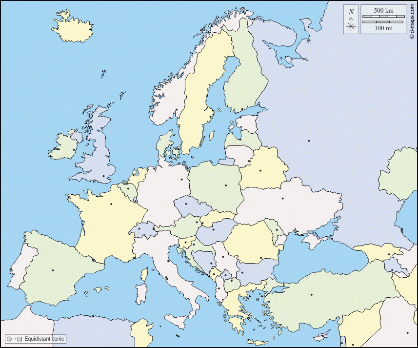 Europe Carte Géographique Gratuite, Carte Géographique Muette Gratuite dedans Europe Maps Vierge