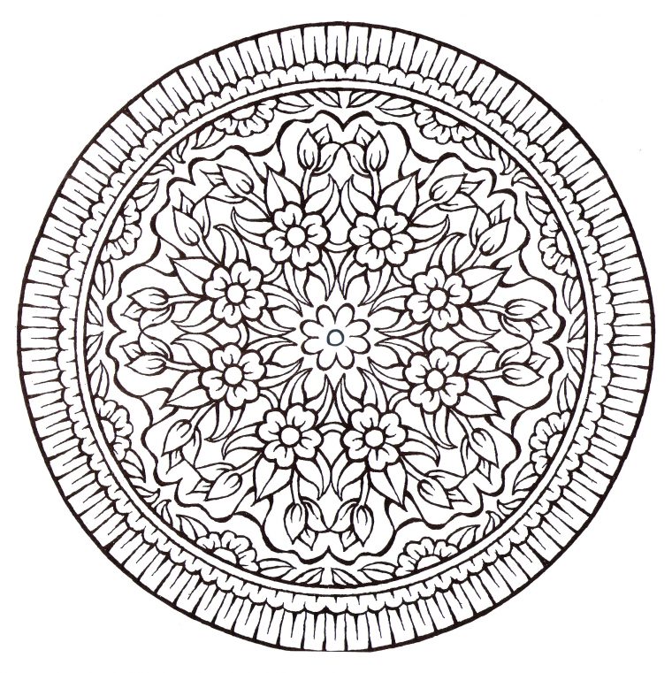 Facile Mandala Vintage – Coloriage Mandalas – Coloriages Pour Enfants pour Coloriage Mandala Animaux Facile