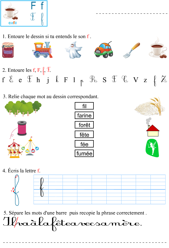 Fiche D'Exercices À Imprimer, Le Son F - Apprendre À Lire encequiconcerne Coloriage Magique O Au Eau
