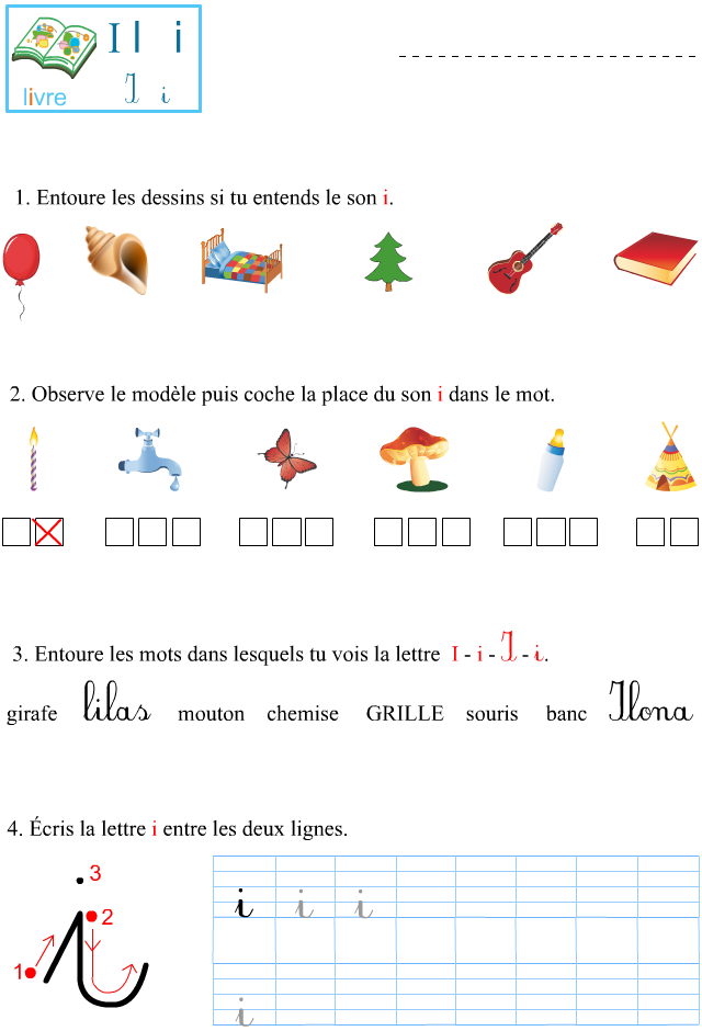 Fiche D'Exercices À Imprimer, Le Son I – Apprendre À Lire destiné Coloriage Magique O Au Eau