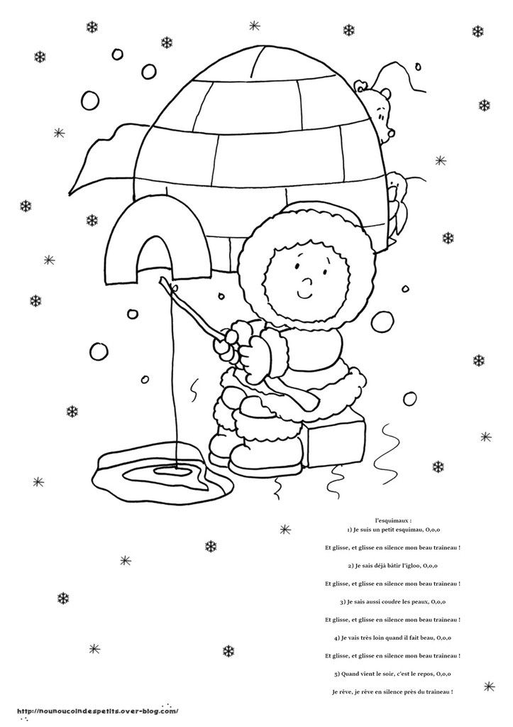 .. Hiver .. " L'Esquimaux Et Sa Comptine " – Le Blog De Nounoucoindespetits tout Coloriage Maternelle Pdf 9 Mois