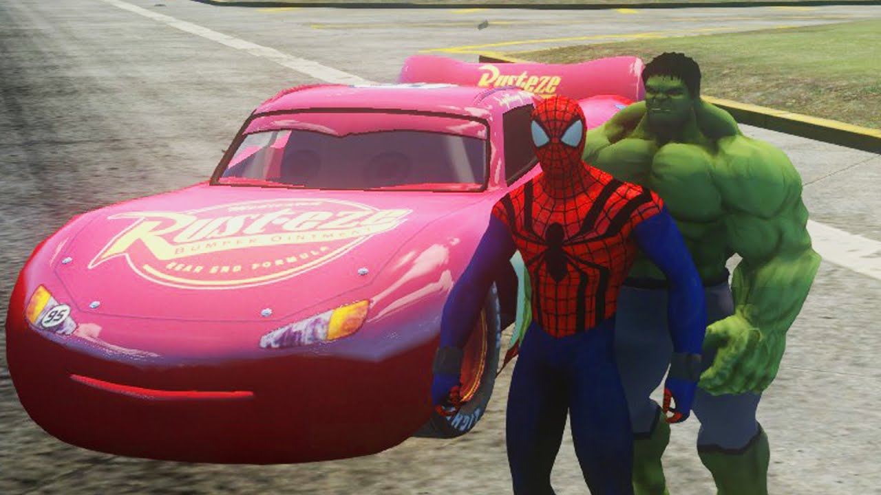 Hulk, Spiderman Marvel Comics &amp; Flash Mcqueen Disney Cars 2 | Dessin à Flash Mcqueen Dessin Animac Frana§Ais