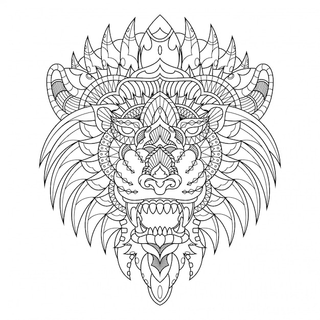 Illustration De Lion, Mandala Zentangle Dans Un Livre De Coloriage De encequiconcerne Coloriage Mandala Lion À Imprimer