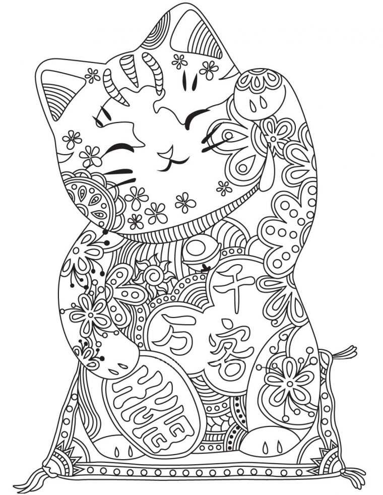 Japanese Cat | Colorish: Coloring Book For Adults Mandala Relax By à Coloriage Mandala Japonais