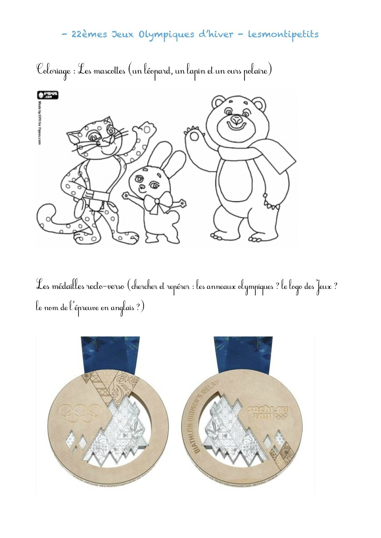 # Jeux Olympiques D'Hiver # - Les Monti Petits (En Bretagne) tout Coloriage Maternelle Pdf 7Mo