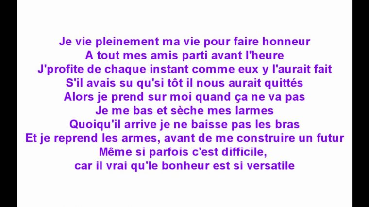 Keen'V – La Vie Est Belle Parole – pour Chansons Paroles Aracpondre Quacbec