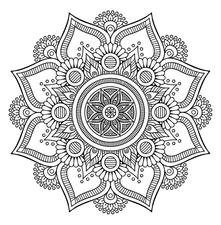 La Grosse Fleur – Mandalas – Coloriages Difficiles Pour Adultes à Coloriage Mandala Jungle A Imprimer